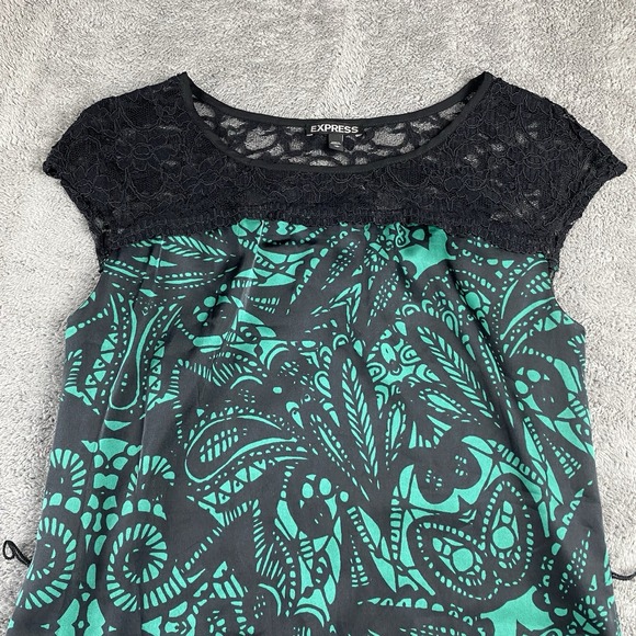 Express Sleeveless Dress Black Lace Womens XS Green - Picture 3 of 15